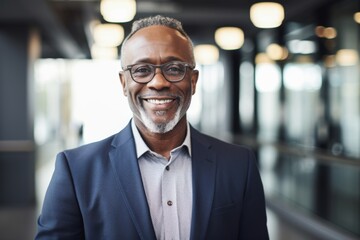 Portrait of a senior African American businessman in office