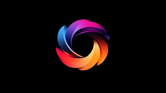 Design a unique logo with dynamic color transitions against a black backdrop.