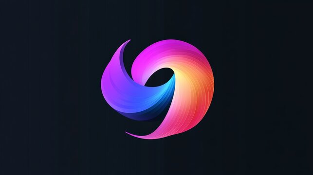 Design a unique logo with dynamic color transitions against a black backdrop.