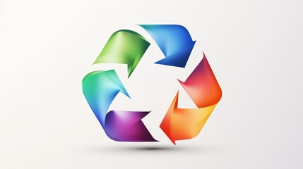 Poster - elegant recycle logo with colorful, intertwining arrows against a white backdrop.