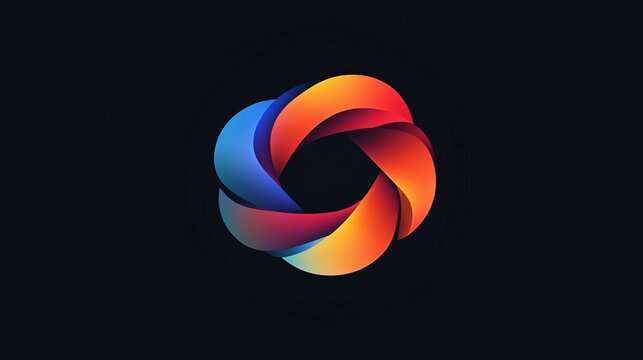 Develop a sophisticated color-changing logo against a black canvas. Use vibrant gradients and innovative shapes to achieve a stylish and modern look.