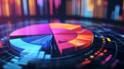 Poster - a detailed pie chart with segments representing different demographic data, displayed on a large scr