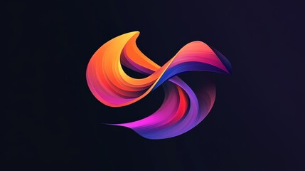 Aufkleber - Develop a visually stunning logo with fluid color transitions on a black background. Highlight modern aesthetics and sleek shapes for a striking effect