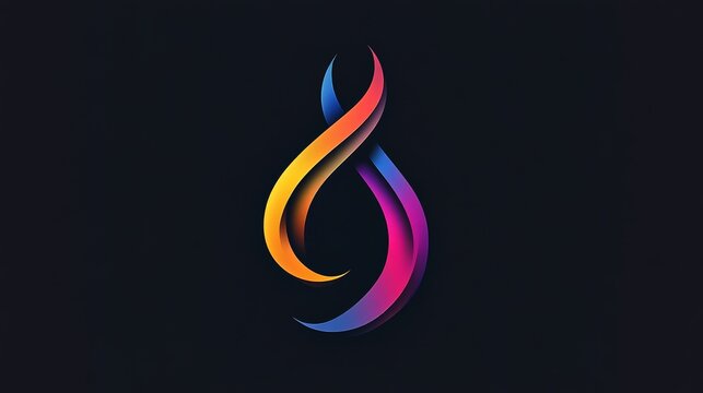 Develop a visually stunning logo with fluid color transitions on a black background. Highlight modern aesthetics and sleek shapes for a striking effect