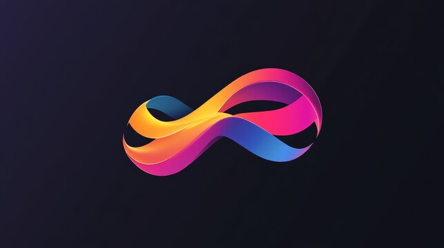 Develop a visually stunning logo with fluid color transitions on a black background. Highlight modern aesthetics and sleek shapes for a striking effect