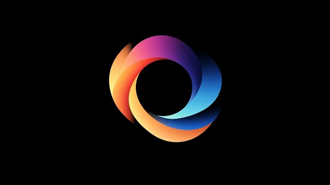 Develop an elegant color-changing logo on a black backdrop. Incorporate smooth color shifts and innovative shapes for a sophisticated and modern design.
