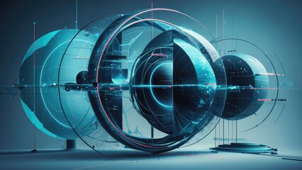 Aufkleber - Visual representation of data processing within abstract circles Concept of global business and digital interfaces in a digitally created image