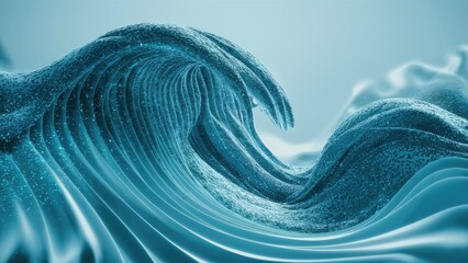 Poster - abstract blue wave pattern with particles on a light backdrop wavy dot design featuring falling elem