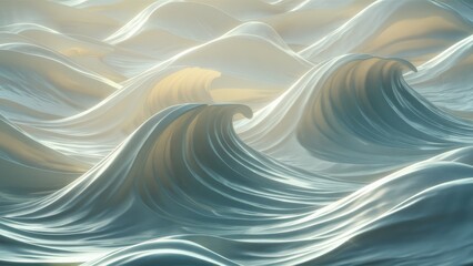 Poster - Textured Wave Art Background in Soft White Tones