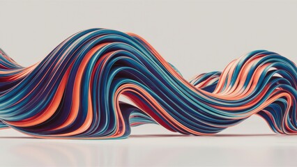 Poster - Dynamic Multicolor Abstract Wave Lines Isolated on White Background