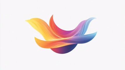 Fototapete - Imagine a logo that evolves in color on a clean white background. Combine sleek design elements with fluid gradients for a contemporary, stylish appearance