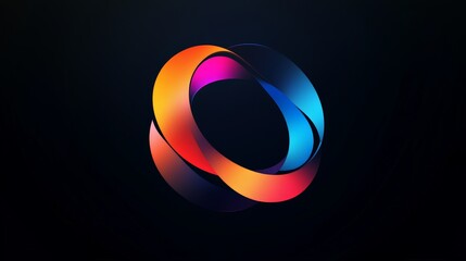 Poster - Imagine a logo with elegant color shifts against a black backdrop. Blend vibrant gradients and innovative shapes for a contemporary and refined look