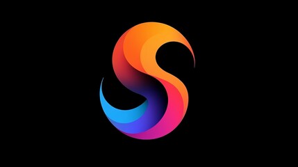 Poster - Imagine a logo with elegant color shifts against a black backdrop. Blend vibrant gradients and innovative shapes for a contemporary and refined look