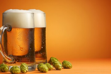 Mug beer. Full glasses of mug beer. Oktoberfest beer festival in Germany