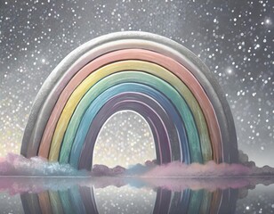 Wall Mural - graphical pastel rainbow on silver background