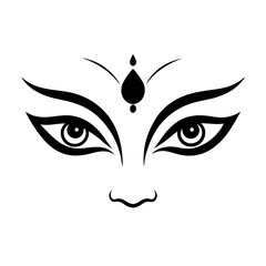 Wall Mural - Devi Durga Eyes Vector Line Art Silhouette - Spiritual Hindu Goddess Illustration