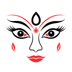 Wall Mural - Devi Durga Eyes Vector Line Art Silhouette - Spiritual Hindu Goddess Illustration