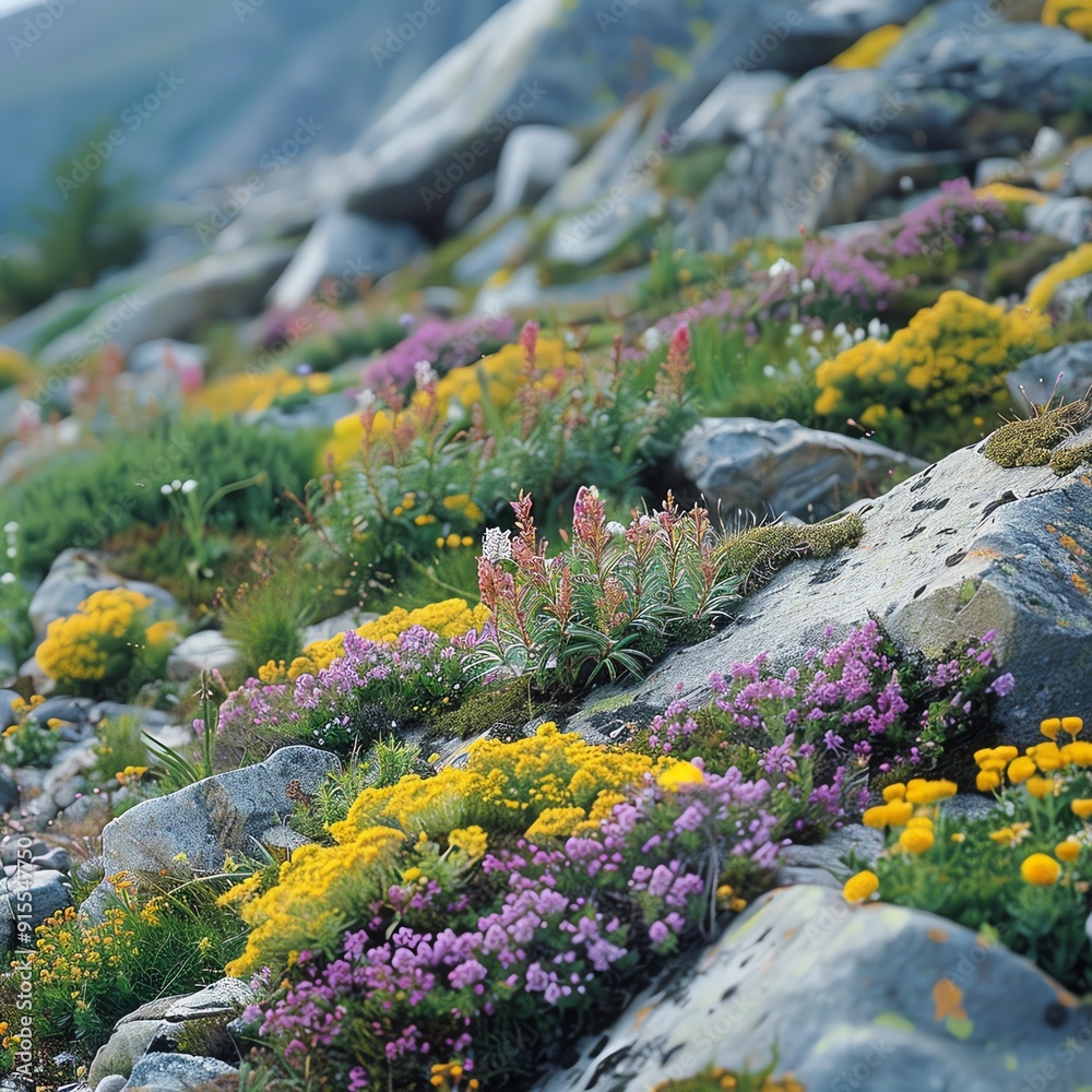Alpine landscapes where soil types dictate the types of shrubs and ...