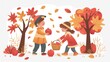 © Montaha Hossain - Cute Kids Picking Apples in Autumn Forest