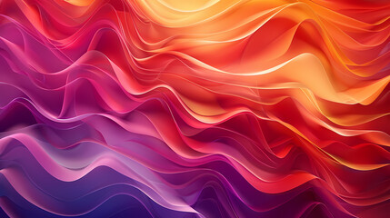 Poster - Abstract waves of vibrant color create a mesmerizing, flowing pattern. A blend of warm oranges and reds gradually transitions to cool purples, capturing the eye with its dynamic movement.