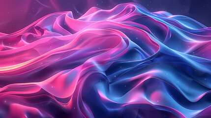 Wall Mural - Abstract digital art featuring swirling waves of glowing pink and blue light. This abstract and futuristic image is perfect for technology and innovation themes.