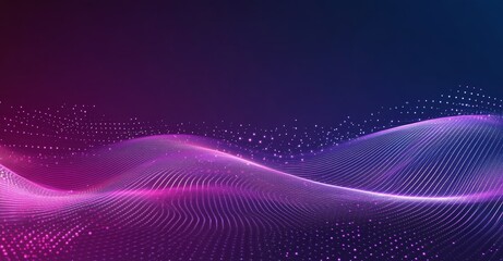 Poster - An abstract purple energy wave is created by particles on and underneath the screen, creating a magical bright glowing futuristic hi-tech background.