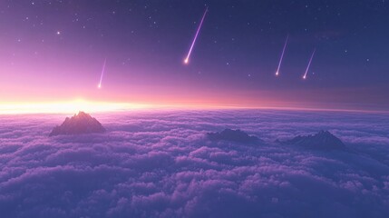 Poster - Abstract fantasy background with neon clouds and colorful sky in 3D
