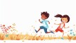 © Montaha Hossain - Happy Children Running in a Field: A Whimsical Illustration