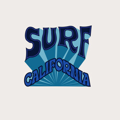 Wall Mural - Surf california retro typography summer beach graphic design