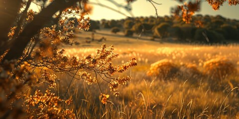 Poster - Autumn ambiance in the unspoiled Sorques plain with a delicate touch of nature