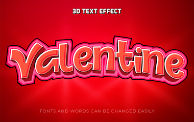 Wall Mural - Valentine 3d editable text effect style