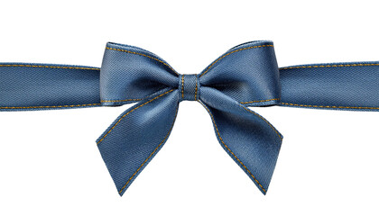 Poster - A uniquely designed denim bow tie, featuring distinctive yellow stitching, set against a PNG Transparent background, ideal for casual and formal wear.
