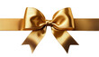 © M - A rich golden satin bow exudes elegance and luxury, perfectly tied and presented against a transparent background for a sophisticated look.