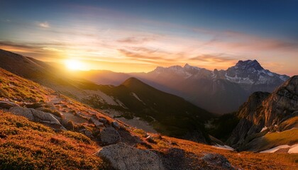 Wall Mural - sunset in the mountains