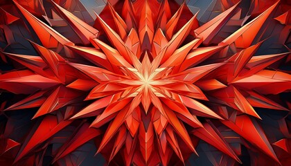 Poster - Abstract geometric design featuring sharp red spikes radiating from a central point, creating a striking visual impact