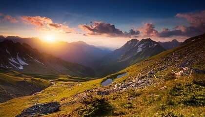 Wall Mural - sunset in the mountains