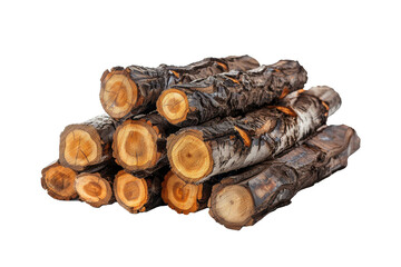 Wall Mural - Heap of log trunks timber isolated on transparent background.