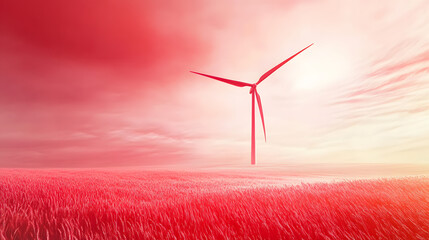 Wall Mural - concept idea eco power energy wind turbine, red color