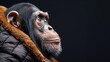 © cloud7days - Close-up portrait of chimpanzee with fur collar and thoughtful gaze.