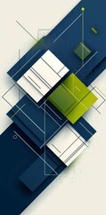 Poster - Abstract geometric shapes background with blue, green and white elements