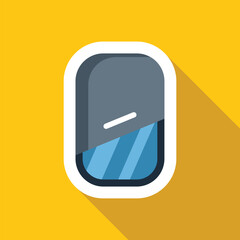 Poster - airplane window is being closed by a stewardess during taxiing or before take off