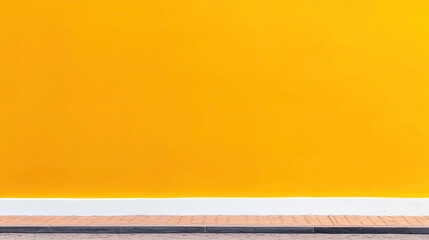 Wall Mural - Bright yellow wall with clean lines and contrasting base, perfect for backgrounds and design projects.