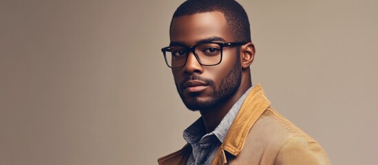 Poster - An appealing African American man posing in a studio against a plain background. with copy space image. Place for adding text or design