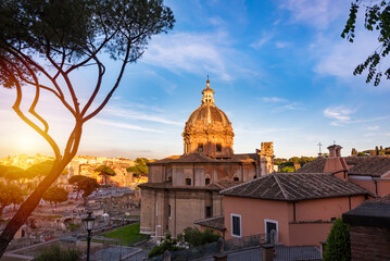 Wall Mural - Rome city, Italy in evening sun