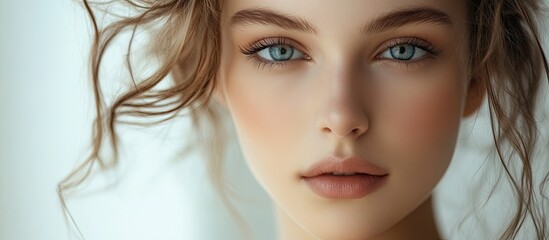 Poster - A portrait of a young attractive girl Beauty relaxed style. with copy space image. Place for adding text or design