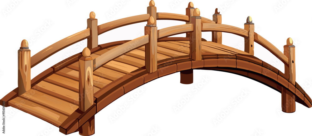 Wooden bridge connecting two sides on white background Stock Vector ...