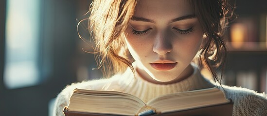 Aufkleber - Close up of a female student with books. with copy space image. Place for adding text or design