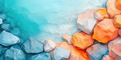 Sticker - Abstract Rock Formation With Turquoise Water