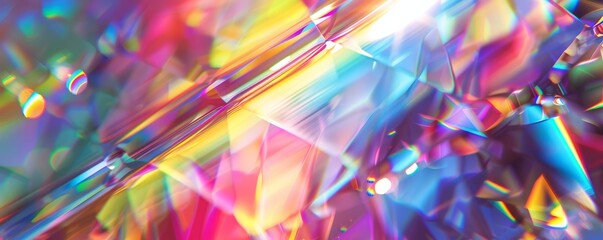 Sticker - Abstract light refractions creating rainbow hues, 4K hyperrealistic photo