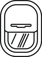 Poster - simple line drawing of an airplane window closed with a handle and scratched plastic surface